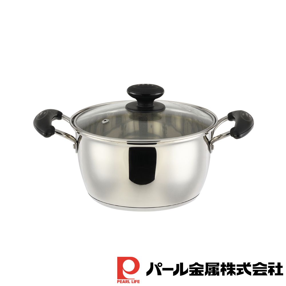 【2個セット】レシェンテ 3層底ガラス蓋付両手鍋20cm | レシェンテ IH対応 両手鍋 ガラス鍋蓋付 3層底 オール熱源 両手鍋20cm