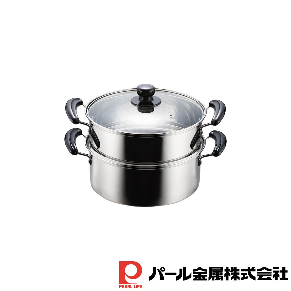 【2個セット】NEWだんらん ステンレス製ガラス蓋付2段蒸し器26cm | NEWだんらん 2段蒸し器 ステンレス製 ガラス蓋付 蒸し器 ステンレス IH対応 だんらん 人気 簡単 両手鍋 業務用蒸し器 厨房用品 業務用 便利 鍋 2段