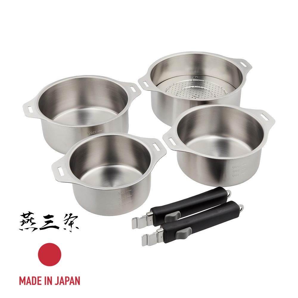 和平フレイズ EM-032 燕三 ハンドル着脱式鍋4点セット蒸し台付 EM-032 【在庫有り】| 蒸し台付 鍋 IH対応 ステンレス 着脱式鍋 燕三条 蒸し台 えんぞう 着脱式鍋 ステンレス鍋 日本製 調理器具 IH着脱式鍋 着脱式 蒸し台付き 三条 燕 人気 9,965円