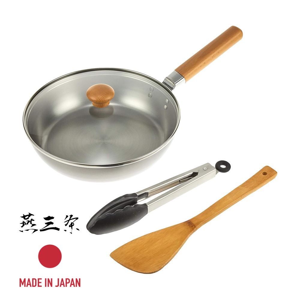 【2個セット】燕三条 CS-038 千歳 ガラス蓋付き フライパン 24cm&ツール2点 | 燕三条 日本製 おしゃれ フライパン ガラス蓋付 フライパン フライパン24cm IH対応 トング おすすめ キッチン用品 調理器具 鍋 出産内祝い 結婚内祝い 結婚祝い|ファーストFACTORY