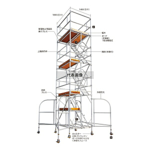 長谷川工業 ライトタワーステアウェイ(4本セット)(10934) STW移動式外部支え|ファーストFACTORY
