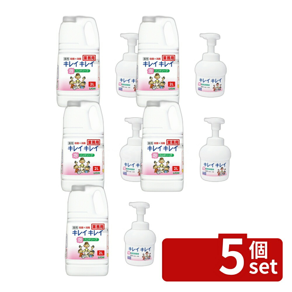 【5個セット】江部松商事 ライオン キレイキレイ 薬用泡ハンドソープ 2L 専用ポンプ付 No.1065610
