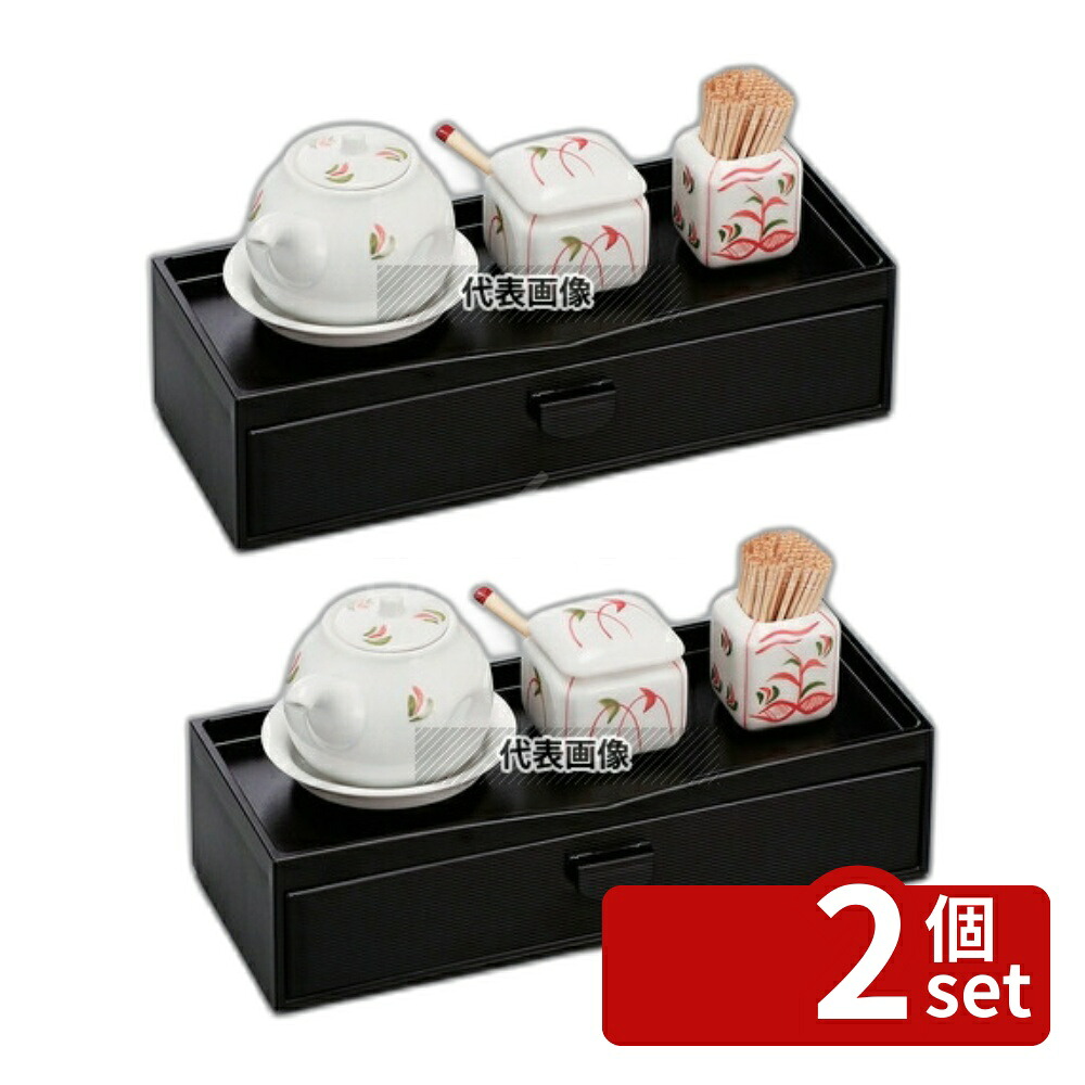 【2個セット】福井クラフト ABS 奥広千筋カスター&箸箱 (クリーンフード付) 黒 6-1423-2 254×99×H66mm No.0199910