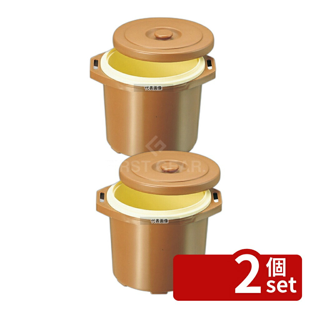【2個セット】江部松商事 プラスチック 保温食缶 ゴハン用 DF-R2 小 D/B 1.3升 φ324×382×H180 保温食缶 No.0822100