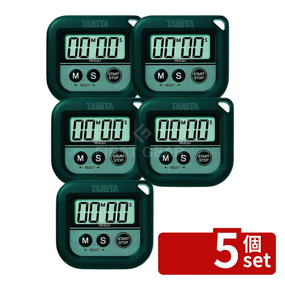 【5個セット】タニタ TANITA(タニタ) 丸洗いタイマー 100分計 TD-376N ブラック 72×66×16 タイマー No.0859910