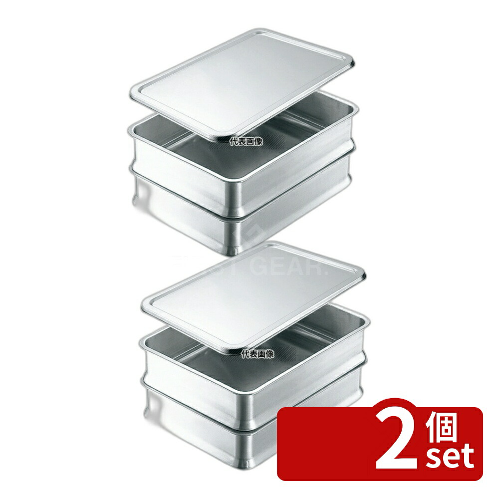 【2個セット】IKD 抗菌ステンレス スタッキング 角バット 6枚取用 480×340×H100 ストックポット/保存容器 No.6287800