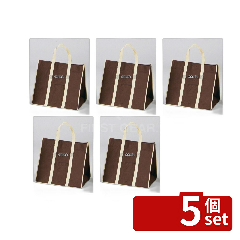 【5個セット】ファインビュー不織布バッグ (10枚入) 大 ブラウン 380×270×H360 厨房消耗品 No.4842600