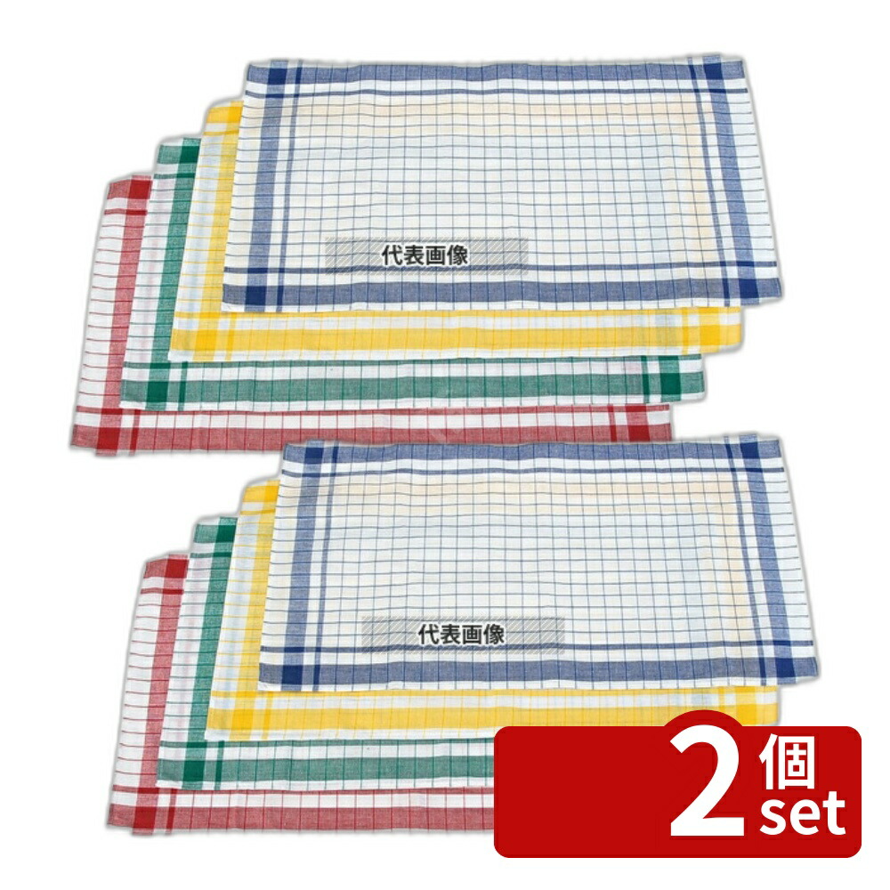 【2個セット】江部松商事 半麻格子ダスター 12枚入 青 720×400 ダスター No.5185210