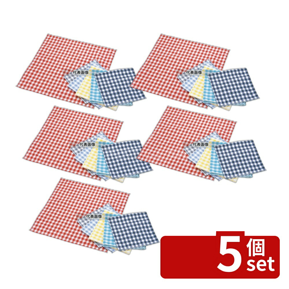 【5個セット】EBM(江部松) ギンガム チェックナプキン ブラック 450×450 450×450 No.8395250