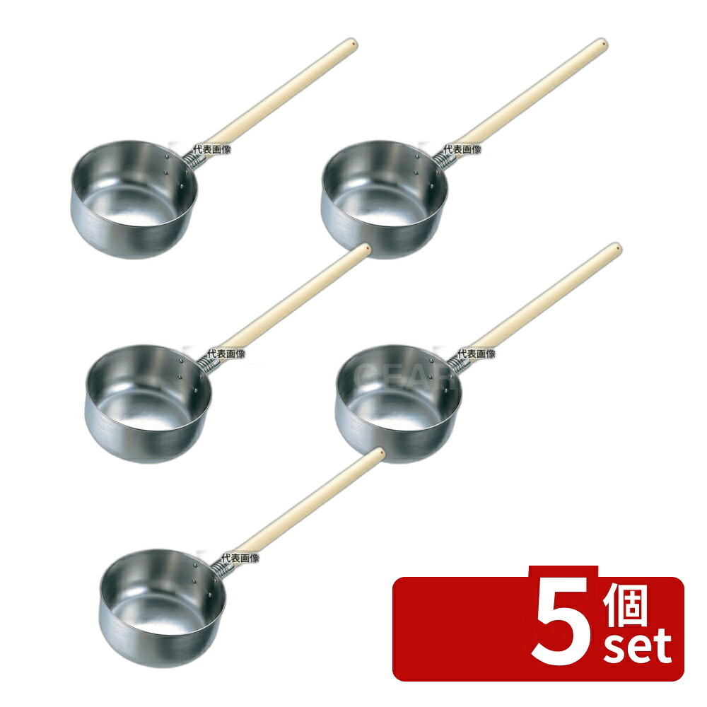 【5個セット】IKD抗菌ステンレス 水杓子 (目盛付) 柄付き 14cm 1.0L 1000cc 柄長:360 杓子 No.7669200