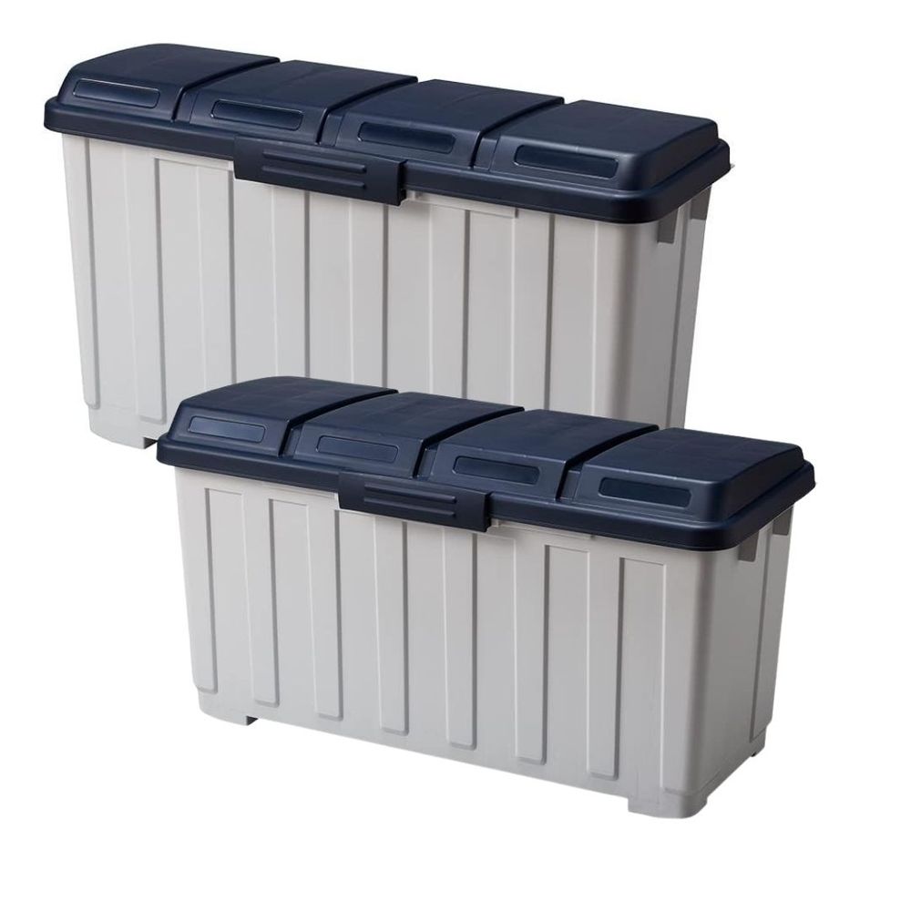 選べる2種 アスベル 4分別ダストボックス 90L・120L | ダストボックス 大容量 ブルー おしゃれ ベランダ アスベル スタイリッシュ スリム 90リットル 屋外ゴミ箱 仕切り付き ベランダ収納 ごみ箱 キッチン ふた付き 新生活 4分別ダストボックス