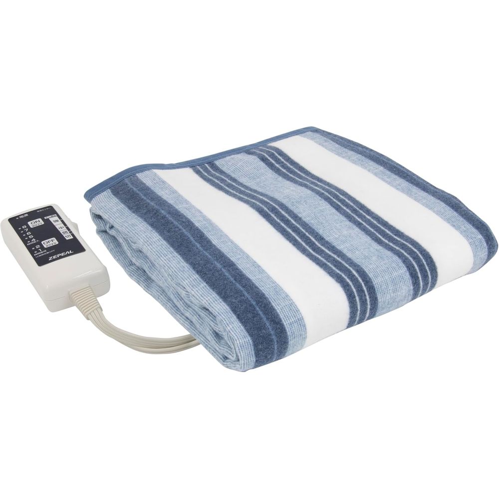 ゼピール ネイビー 電気掛敷毛布 おはようおやすみタイマー 55W 188&times;130cm | 電気毛布 ゼピール 掛敷毛布 AWM-Y12KSM-DB おはようおやすみタイマー 55W ネイビー 188&times;130cm 温度調整 省エネ 毛布 丸洗い｜ファーストFACTORY