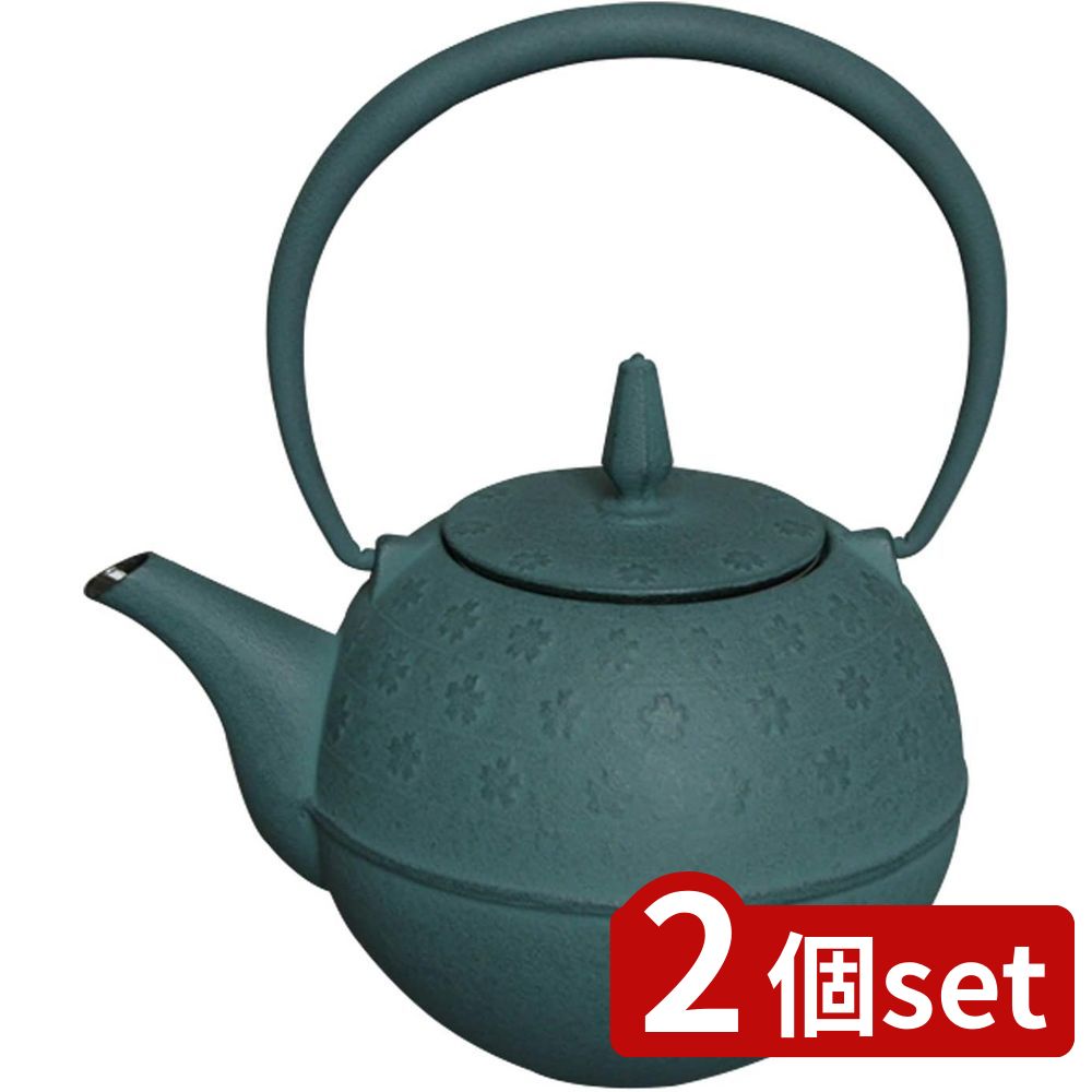 2個set 池永鉄工 急須sakura 青竹 0.6L | 急須 南部鉄器 急須sakura 青竹 茶器 日本製 ティーポット 内面ホーロー加工 鋳物 伝統工芸品 キッチン用品 雑貨 グッズ 茶こし付き 満水容量 便利 機能性 使いやすい 万能 マルチ 池永鉄工 南部急須