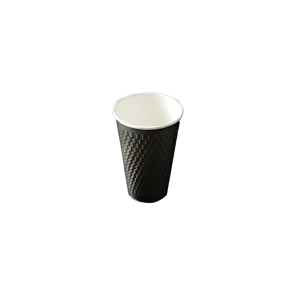 KPプラテック 二重紙コップ(エンボス) KMW-470 No.54517 ブラック 1000個入 ホット用 飲料用ドリンクカップ [法人限定]｜ファーストFACTORY