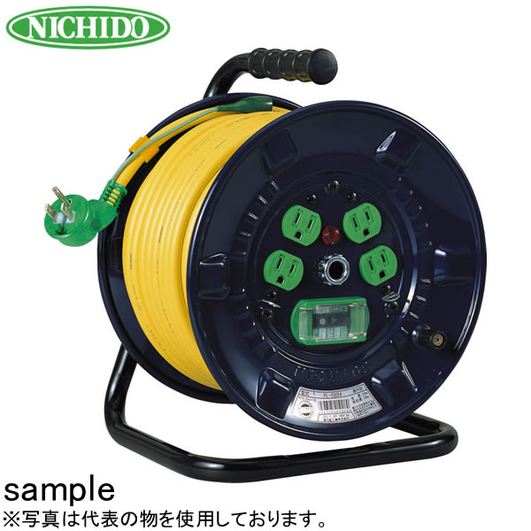 日動工業　30mコードリール　100VLヘナポッキン電工ドラム(屋内型)　PL-EB34　アース付(漏電保護専用)　コンセント：4口｜ファーストFACTORY