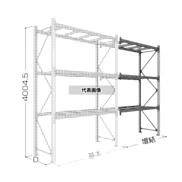 日本ファイリング パレットラック 40H-3段(積載重量1t/段) P6-40X23A08-3B 増結・連結1連3段 [法人限定][送料別途お見積り]｜ファーストFACTORY