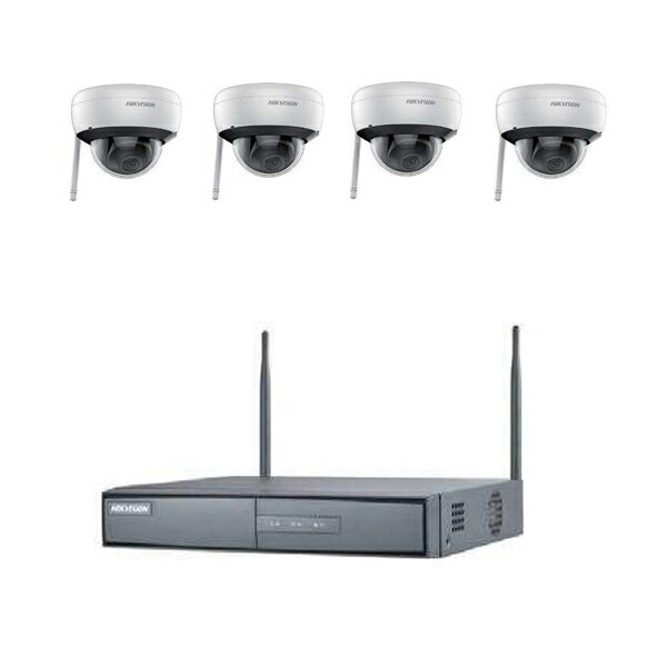 HIKVISION(ハイクビジョン) 500万画素 2MP Wifi ドームカメラ4台+2TBレコーダーセット NK42W1H-2T 無線 セキュリティ 監視カメラセット　防犯対策 工場 ビル 事務所 防犯カメラセット 監視カメラ レコーダー【在庫有り】｜ファーストFACTORY