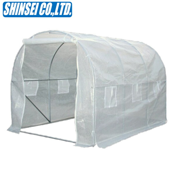 個人宅配送可能 シンセイ 組み立て式 小型ハウス 2m×3m 約2坪 高さ2m 家庭用菜園ハウス 小型農機・自転車・バイクの簡易ガレージ サイクルハウス