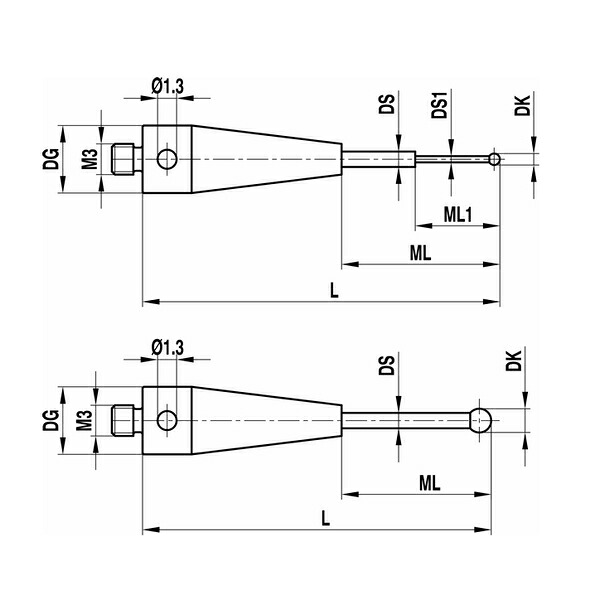 レニショー A-5004-1883 ストレートスタイラス M3 O0.8mm ルビー球 超硬軸 - 長さ 34mm ML1/ML 4.1/25.0mm ツァイスアプリケーション用[法人限定]