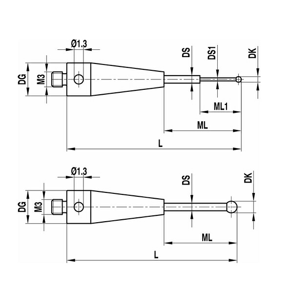 レニショー A-5004-2186 ストレートスタイラス M3 O0.5mm ルビー球 超硬軸 - 長さ 20mm ML1/ML 2.3/11.0mm ツァイスアプリケーション用[法人限定]