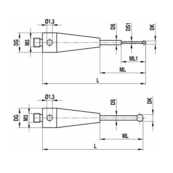 レニショー A-5004-3274 ストレートスタイラス M3 O0.8mm ルビー球 超硬軸 - 長さ 20mm ML1/ML 4.8/11.0mm ツァイスアプリケーション用[法人限定]