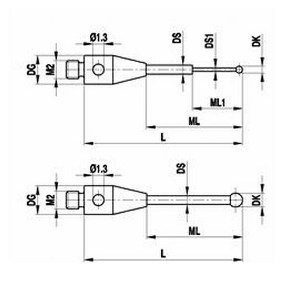 レニショー A-5555-0310 ストレートスタイラス M2 O2mm ルビー球 超硬軸 - 長さ 11mm ML 7 mm ツァイスアプリケーション用[法人限定]