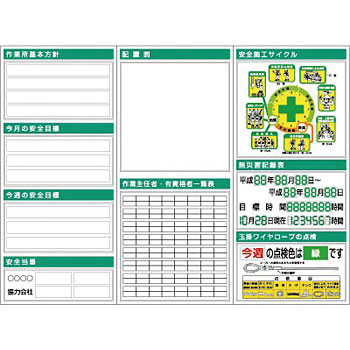 つくし工房 安全標識 KG-721B フラット掲示板 大タイトル無し 3点タイプ KG752+KG761+KG771B 2000×2700mm[法人限定][送料別途お見積り]