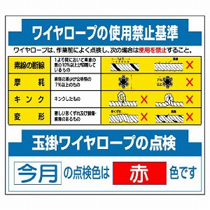 ユニット 安全掲示板組合せ型部品（Ｊ）ワイヤーロープ使用禁止基準 314-19