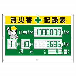 ユニット デジタル数字型無災害記録表（本体一体型） 数字板固定式 315-18A
