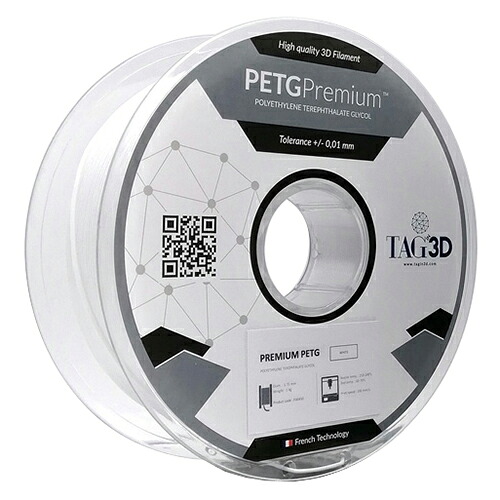 ◆TAGin3D 3Dプリンター用フィラメント PETGプレミアムフィラメント ホワイト 1kg PETGPRM-1.75WT