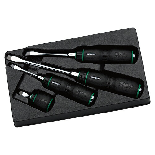 ◆京都機械工具 KTC ネプロス 樹脂柄マイナスドライバセット NTD1M04