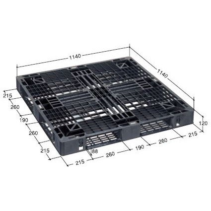 日本プラパレット パレット フック付（８箇所） EXA-114114 ブラック [法人限定]