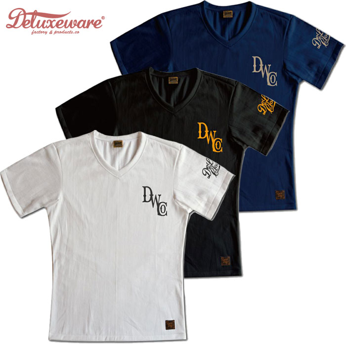 DELUXEWARE デラックスウエア Tシャツ BRGD-23A D.W.Co 半袖Tシャツ VネックロゴTシャツ メンズ｜firstadium
