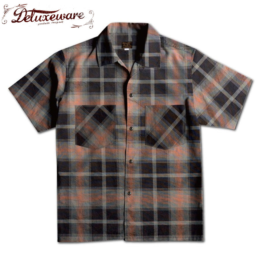 晴れ晴れしいお召しもの DELUXEWARE LV-35S 1960s S/S CHECK SHIRT 照合のしるしプルオーバー メンズ 半袖 カジュアルシャツ-トップス-メンズファッション