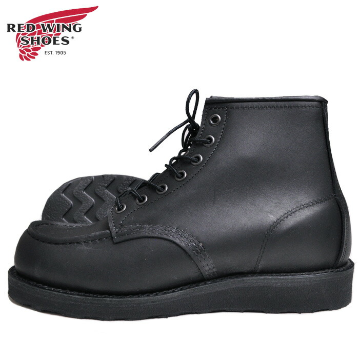 靴 RED WING 6-inch CLASSIC MOC 8074 Men's Classic Moc 6-Inch Boot in Black Leather 8074 | Red Wing
