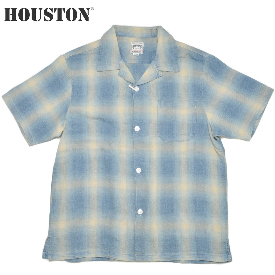 HOUSTON ヒューストン プルオーバー 41273 INDIGO HB OMBRE CHECK S/S SHIRT インディゴヘリンボーンオンブレーチェック
