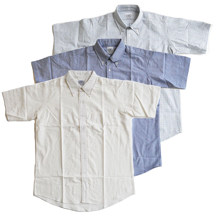 BAGGY 乳母車 半袖 オックスフォードティーシャツ ボタンダウンシャツ 白 青 タッタ―青碧 S-L 無地 読み合わせる 心地好い
