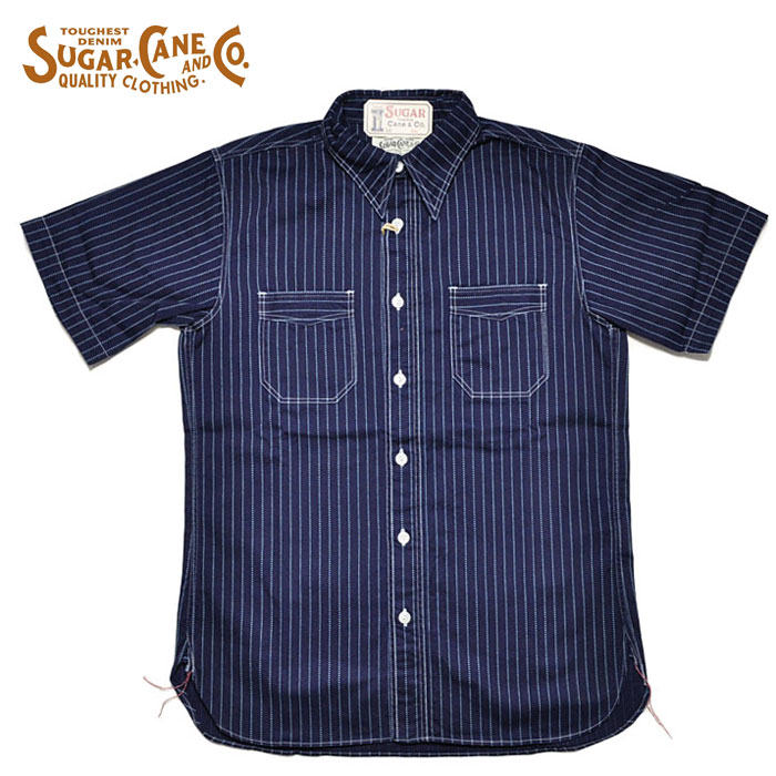 シュガーケーン SUGAR CANE プルオーバー SC36267 FICTION ROMANCE 8.5薬局衡オンス. WABASH STRIPE WORK SHIRT 細工物プルオーバー S-XL 紺 アメカジ