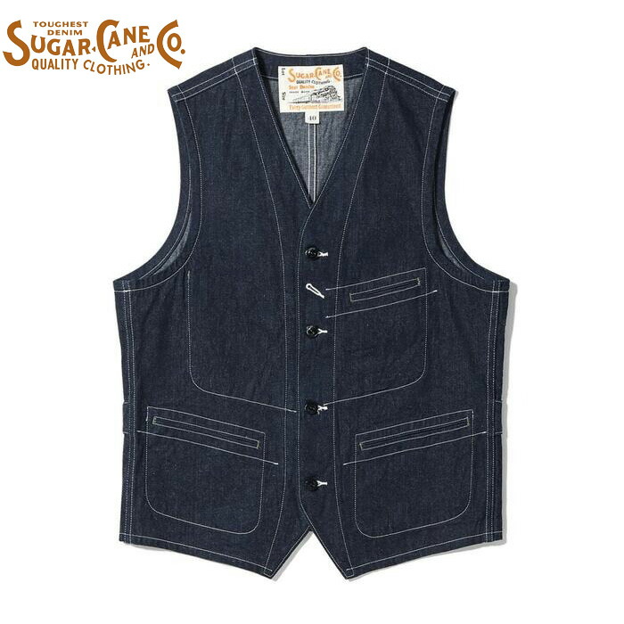 SUGAR CANE シュガーケーン SC15702 11oz. BLUE DENIM WORK VEST デニムワークベスト メンズ