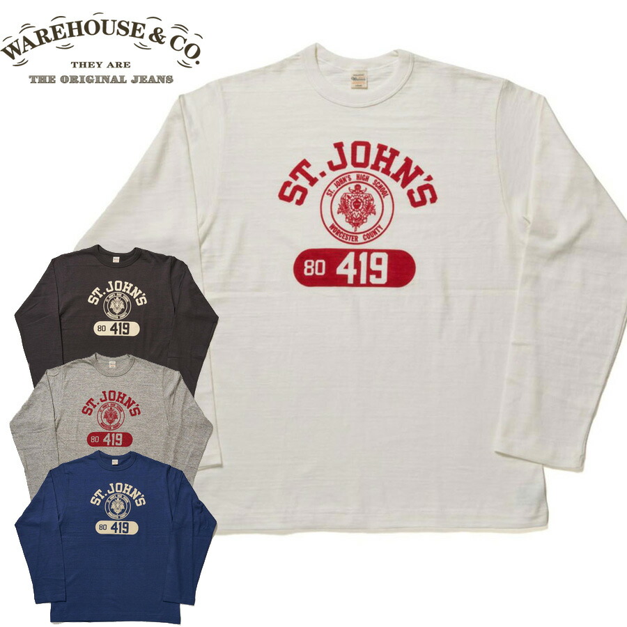 御召しもの棲み家 WAREHOUSE ティーシャツ Lot 5906 長袖労働者の一団のど首T ST.JOHN\u0027S ロンT メンズ アメカジ