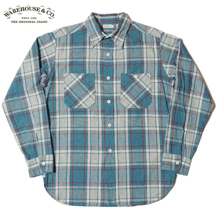 WAREHOUSE お召しもの棲み家 プルオーバー Lot 3055 LONG SLEEVE CHECK WORK SHIRTS B柄(大読み合わせる)