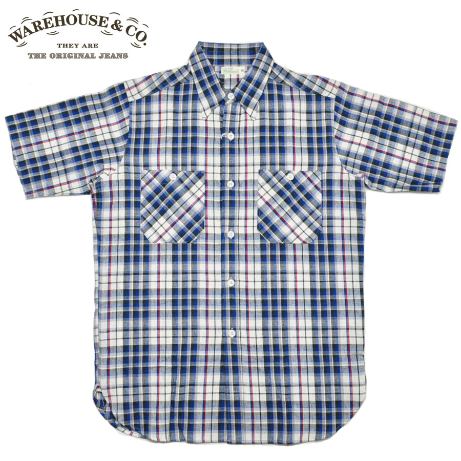 WAREHOUSE ウエアハウス シャツ Lot 3056 SHORT SLEEVE CHECK WORK SHIRTS B柄｜firstadium