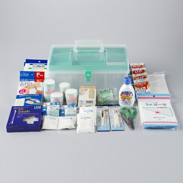 楽天市場 応急手当用品40点セット プラスチック製救急箱 救急セット スポーツ 防災 オフィス 家庭用 事業者向け 労働安全衛生規則準拠 防災 送料無料 ファーストエイドストア