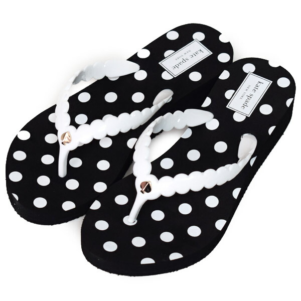 ケイトスペード サンダル katespade ラバー マルタ ドット 水玉 プラットフォーム 厚底 フリップ フロップ ビーチ サンダル ブラック×オプティックホワイト 6B K0111【ブランド 新品 送料無料 正規 人気 安心 保証 10倍 OUTLET 即日発送 代引無料 】