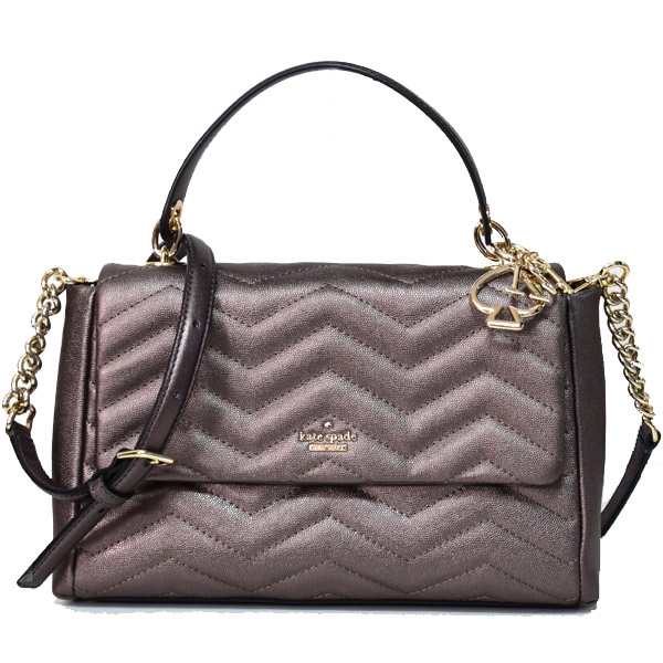 ケイトスペード バッグ katespade レザー リース パーク キルティング メタリック ロゴ キー チャーム ワンハンドル 2WAY ショルダー ハンドバッグ アッシュメタリック 9347【ブランド 新品 送料無料 正規 人気 安心 保証 ギフト 10倍 OUTLET 包装 即日発送 】