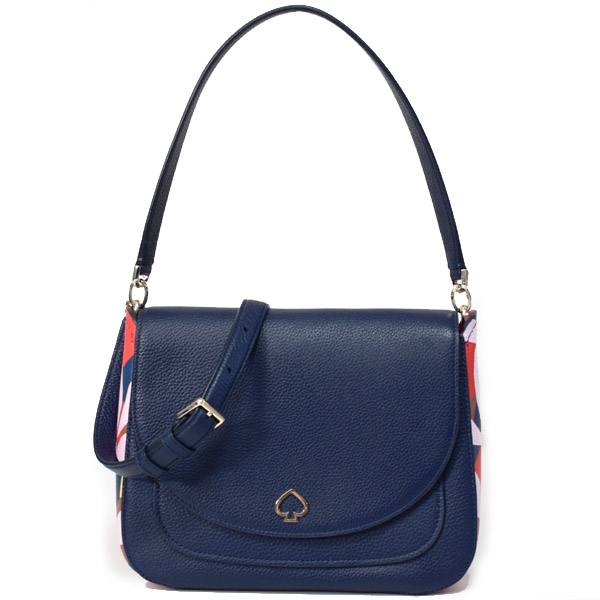 ケイトスペード バッグ katespade ペブルレザー カイリー トロピカル トス ミディアム フラップ 2way クロスボディ 斜め掛け ショルダー ハンドバッグ ネイビーマルチ WKRU6816【ブランド 新品 送料無料 正規 人気 安心 保証 10倍 OUTLET 即日発送】 22,052円