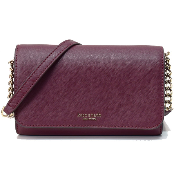 ケイトスペード バッグ katespade サフィアーノレザー キャメロン スモール フラップ クロスボディ 2way クラッチ 斜めがけ ウォレット ショルダーバッグ チェリーウッド WLRU5433【ブランド 新品 送料無料 プレゼント 正規 ギフト 10倍 OUTLET 包装 即日発送】