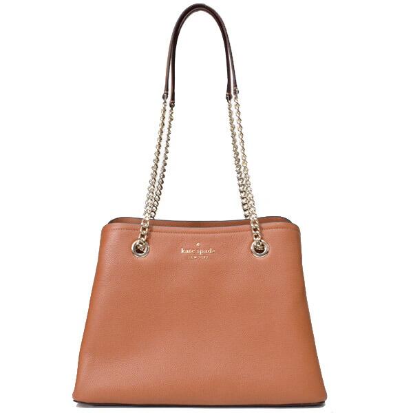 ケイトスペード バッグ katespade ペブルレザー ロゴ ミディアム チェーン ハンドル コンパートメント トートバッグ ウォームジンジャー WKRU7048【新品 送料無料 安心 保証 10倍 即日出荷 アウトレット ギフト 誕生日 プレゼント】