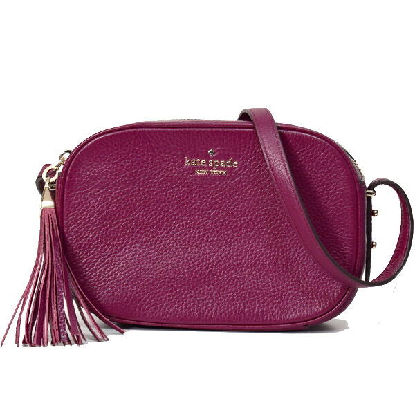 ケイトスペード バッグ katespade ぺブルレザー コートニー ロゴ タッセル カメラバッグ クロスボディ 2WAY 斜めがけ ショルダー クラッチバッグ ブラックベリー WKR00516【ブランド 新品 送料無料 10倍 OUTLET 即日発送 代引無料】