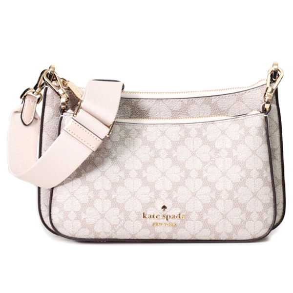 ケイトスペード バッグ katespade レザー スペード フラワー デュオ クロスボディ ポーチ付き 2way クラッチ 斜めがけ ショルダーバッグ ダークベージュ KI372【ブランド 新品 送料無料 即日発送 アウトレット ギフト プレゼント 即日出荷】｜ブランド専門店 パイクストリート